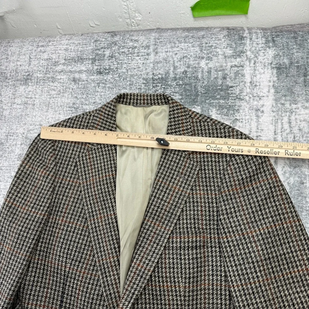 VTG Chaps Ralph Lauren Blazer Jacket Mens 40 Houndstooth Tweed‎ Coat Old Money